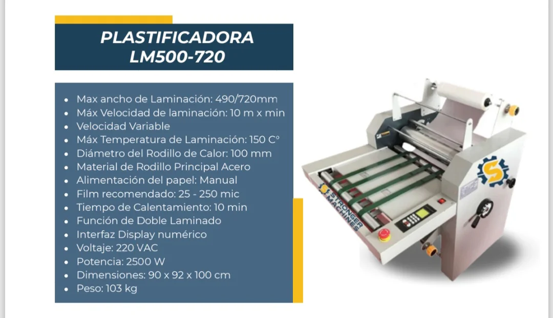 Plastificadora LM500-720 — Plastificadora térmica profesional para la industria gráfica. Kethal Business, Lima, Perú